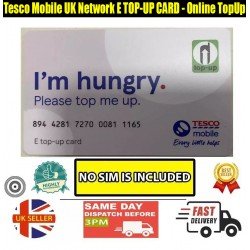 Tesco Mobile UK Network Online Top Up for Pay As You Go Sim CARD - E TOP-UP CARD